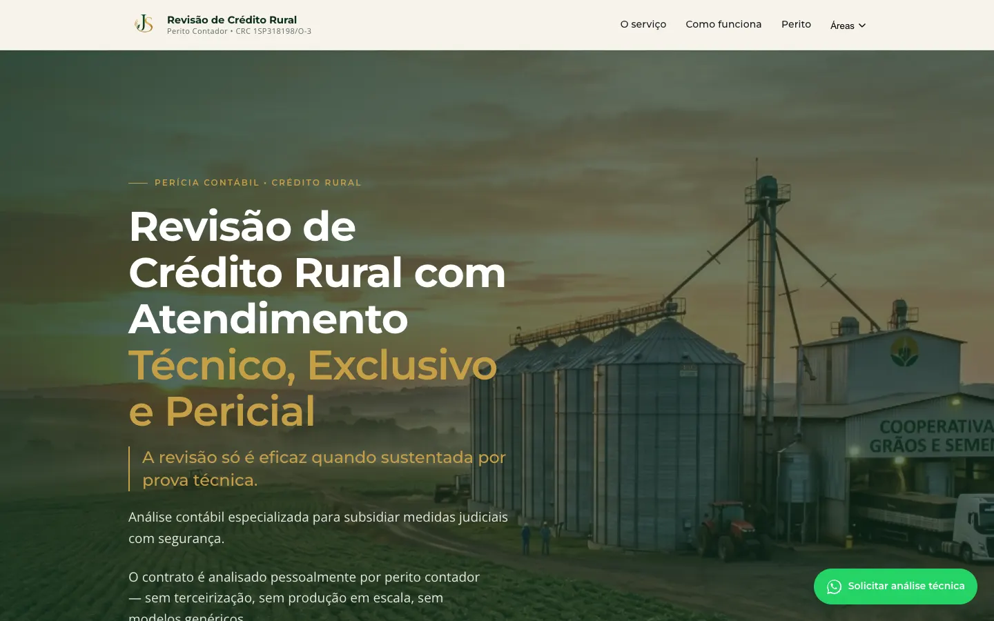 Tela 1 de Revisão de Crédito Rural